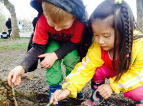 children learning about bugs at daycare