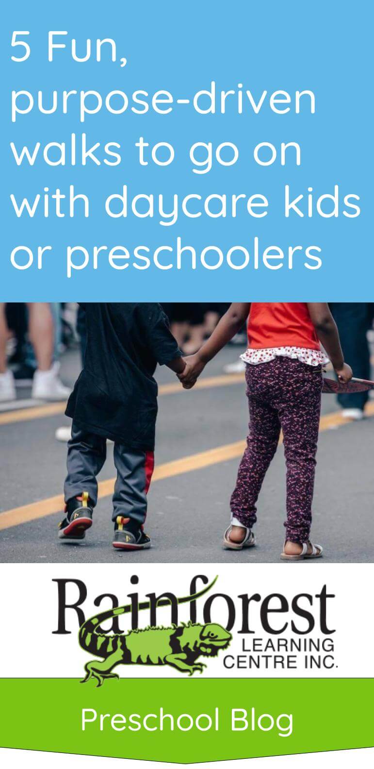 Purpose driven walks to go on with daycare or preschool kids - article Pinterest image