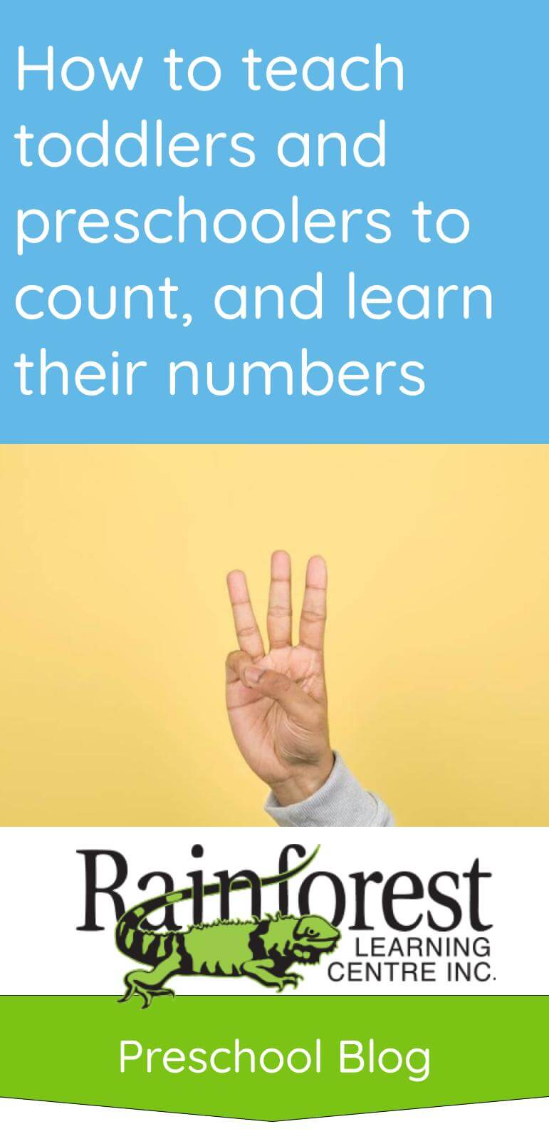 Teach toddlers and preschoolers to count and learn their numbers - article Pinterest image